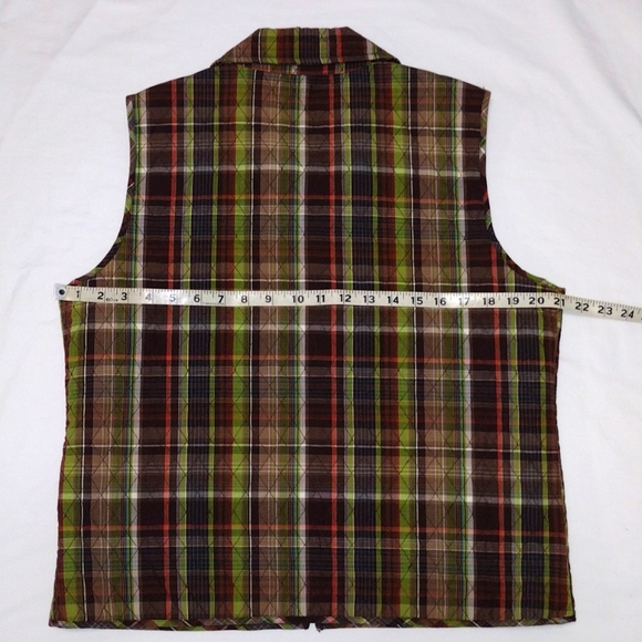 Christopher & Banks Women's Quilted Vest Large Plaid and Floral Pattern - Picture 9 of 9